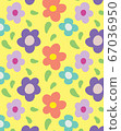 使用簡單花卉插圖的無縫圖案設計 67036950