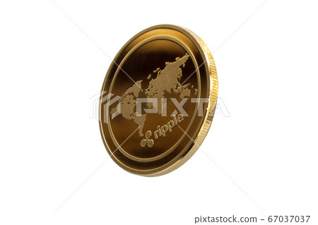Isolated gold coin on a white background riple 67037037