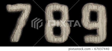 Set of numbers 7, 8, 9 made of industrial metal 3D 67037440