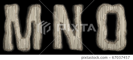 Set of industrial metal alphabet letter M, N, O 3D 67037457
