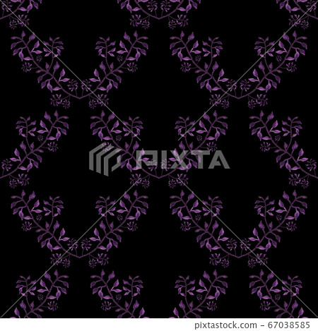 Seamless watercolor pattern with leaves and... - Stock Illustration ...