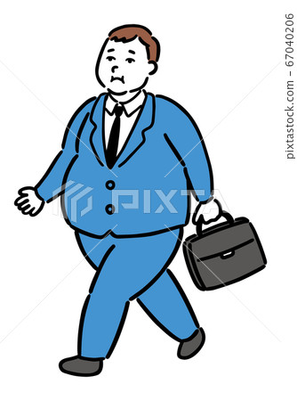 Fat and obese office worker / businessman walking Fat and obese office worker / businessman walking 67040206