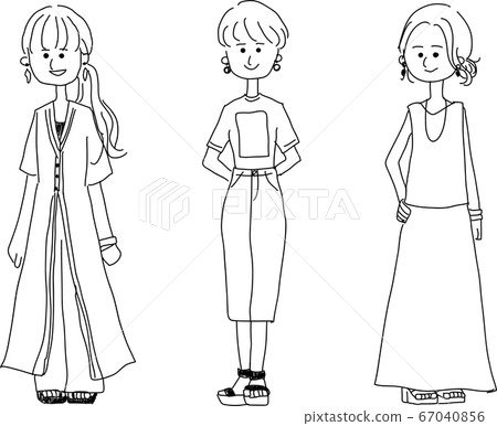 女三人組 插圖素材 圖庫