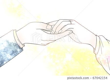 Glitter ver of men who takes the hand of a woman with a ring Glitter ver of men who takes the hand of a woman with a ring 67042154