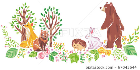 樹木,花草等植物和動物的插圖 樹木,花草等植物和動物的插圖 67043644