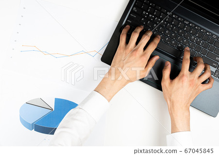 Man's hand suffering from busy work Man's hand suffering from busy work 67045845