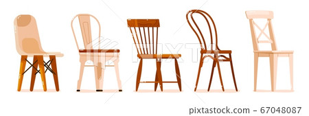 Chair furniture isolated set on white background 67048087