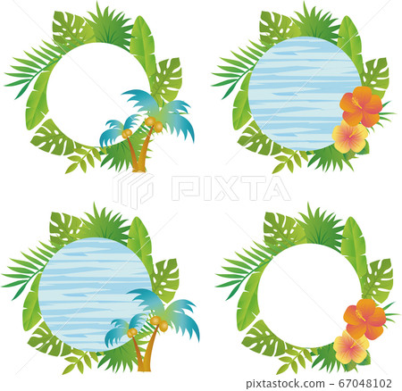Summer plant flower frame wood grain light blue copy space set Summer plant flower frame wood grain light blue copy space set 67048102