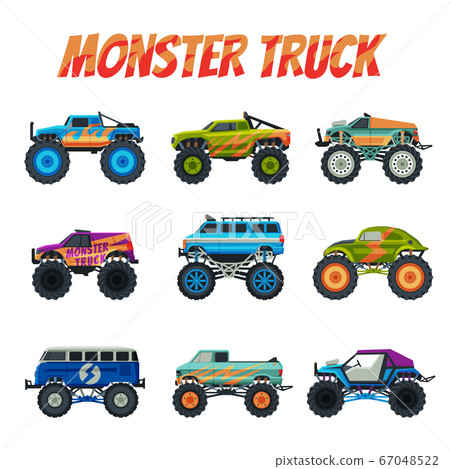 Cartoon monster truck big boys car 4x4 vehicle Vector Image