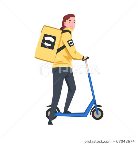 Vector Illustration of a Courier Delivery Riding a Scooter