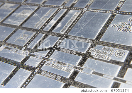 Map of Kyoto made of metal plate Map of Kyoto made of metal plate 67051374