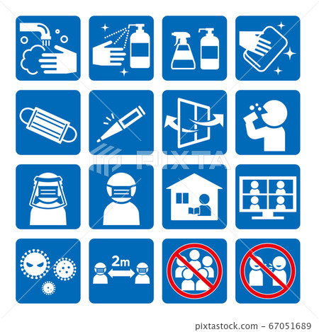 Coronavirus prevention simple outline icon set Coronavirus prevention simple outline icon set 67051689