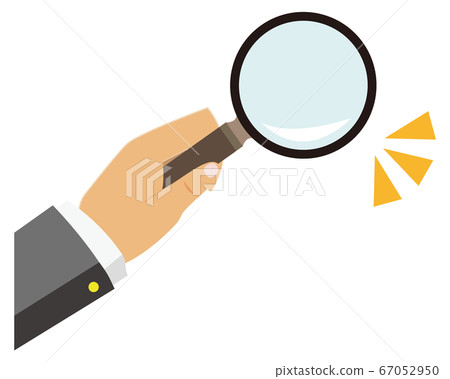 magnifying glass with hand vector