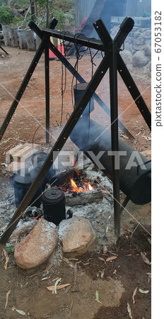 Water Boiling Over Fire For Australian Billy Tea Water Boiling Over Fire For Australian Billy Tea 67053182