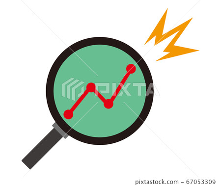 矢量圖用放大鏡放大圖表放大鏡圖標箭頭股票價格上漲業務 67053309