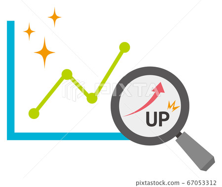 矢量圖用放大鏡放大圖表放大鏡圖標箭頭股票價格上漲業務 67053312