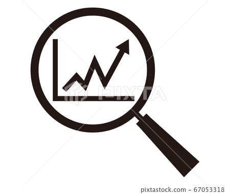 矢量圖用放大鏡放大圖表放大鏡圖標箭頭股票價格上漲業務 67053318