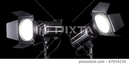 Set of photography studio flash isolated on black Set of photography studio flash isolated on black 67054230