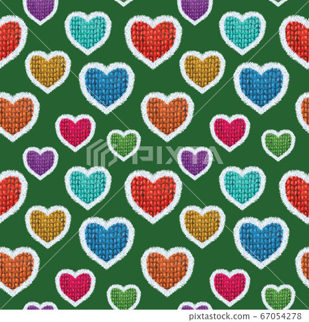 Seamless Hand Drawn Knitted Heart pattern - Stock Illustration ...