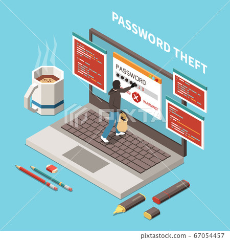 Hacker Fishing Digital Crime Isometric Composition Hacker Fishing Digital Crime Isometric Composition 67054457