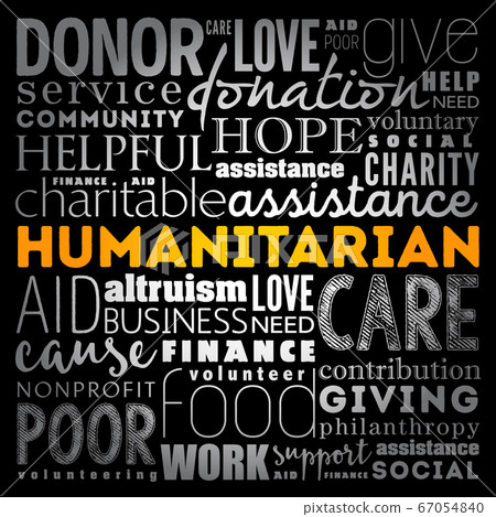 Humanitarian word cloud collage, social concept Humanitarian word cloud collage, social concept 67054840