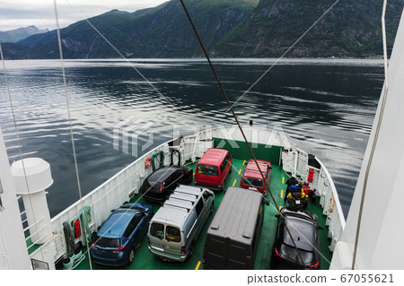 Ferry that transports cars. Fjord Norway 67055621