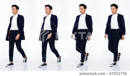 Asian Man 20s blue suit difference poses white Asian Man 20s blue suit difference poses white 67055756