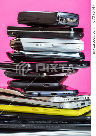 outdated and modern models of smartphones and mobile phones 67056447