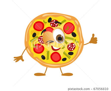 Funny Pizza with eyes on white background, funny 67056810