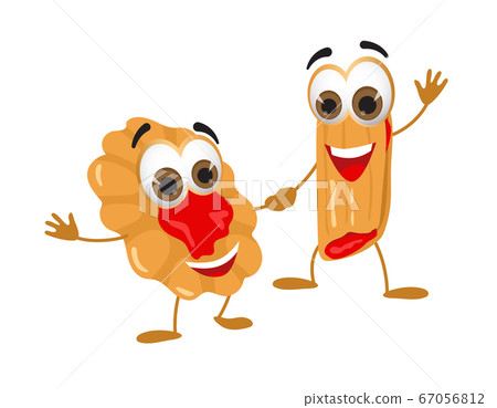 Funny Cakes with eyes on white background, funny 67056812