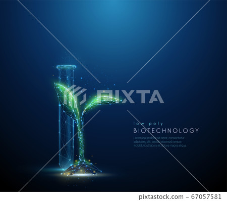 Green plant sprout and tube. Biotechnology concept Green plant sprout and tube. Biotechnology concept 67057581