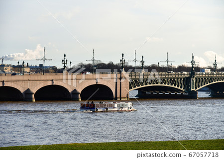 Pleasure boat on the Neva River near the 67057718