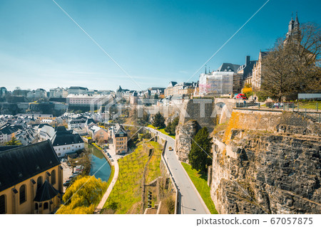 Old town of Luxembourg City with Alzette river in spring, Luxembourg Old town of Luxembourg City with Alzette river in spring, Luxembourg 67057875