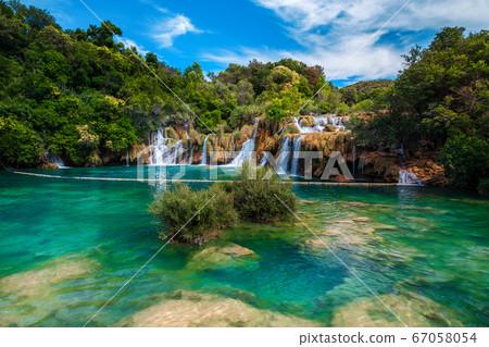 Amazing Krka National Park with majestic waterfalls, Sibenik, Dalmatia, Croatia  67058054