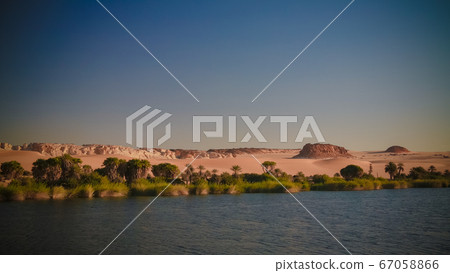 Panoramic view to Boukkou lake group of Ounianga 67058866