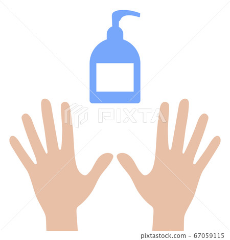 Antiseptic soap and clean hands icon isolated on white background. Flat illustration vector 67059115