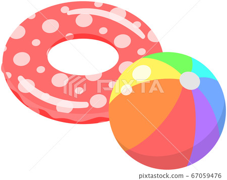 沙灘球和浮動 67059476