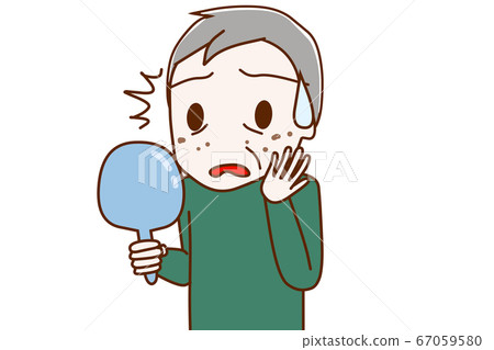Elderly men who are shocked by stains 67059580