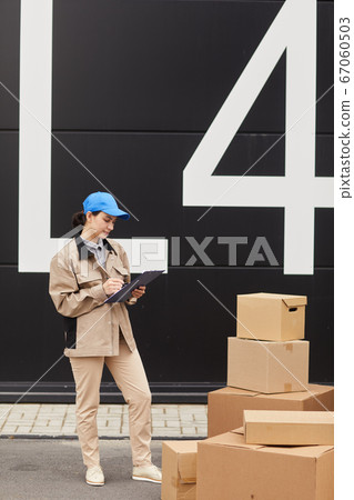 Woman taking the parcels Woman taking the parcels 67060503