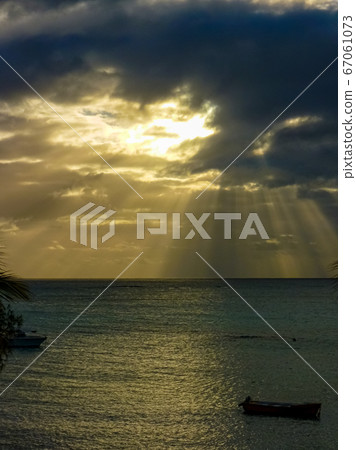 Sunset on the Indian Ocean in Grand Baie, Sunset on the Indian Ocean in Grand Baie, 67061073