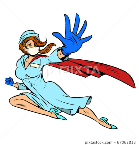 super hero nurse flies and protects from the epidemic 67062818