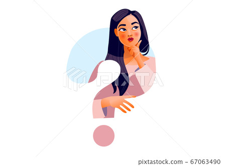 Thinking girl. Beautiful face, doubts, problems 67063490