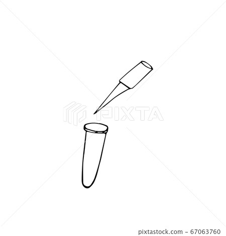 Medical flask and dropper, sketch on a white background 67063760