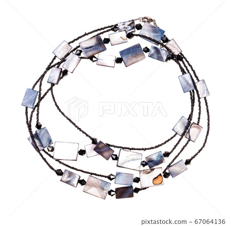 neclace from black beads and mother-of-pearl neclace from black beads and mother-of-pearl 67064136