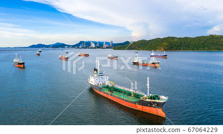 Oil tanker and LPG tanker parking at sea oil port 67064229