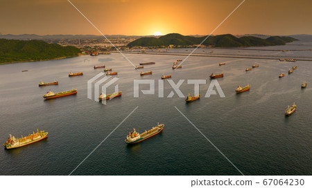 Oil tanker and LPG tanker parking at sea oil port 67064230