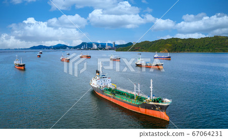 Oil tanker and LPG tanker parking at sea oil port 67064231