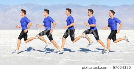 Running man - runner in speed motion composite 67064350