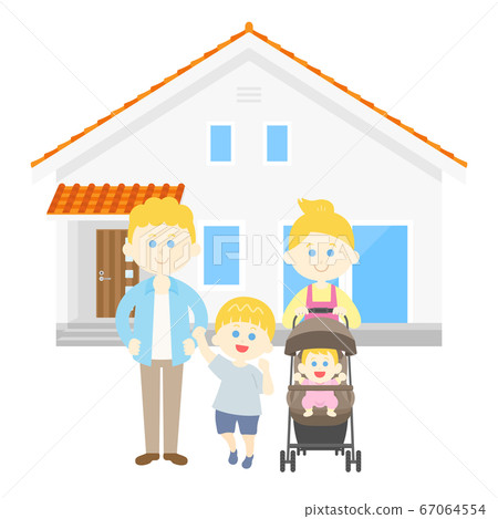 Caucasian family and own home illustration Caucasian family and own home illustration 67064554