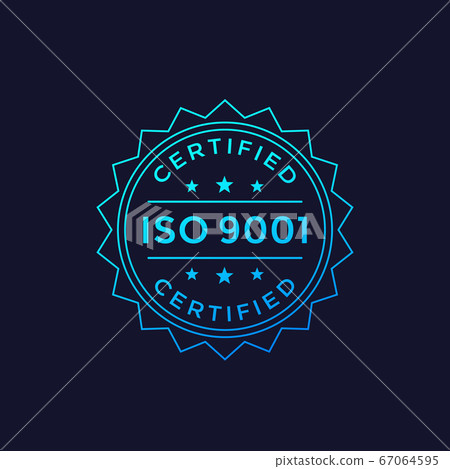 ISO 9001 badge design, vector label 67064595